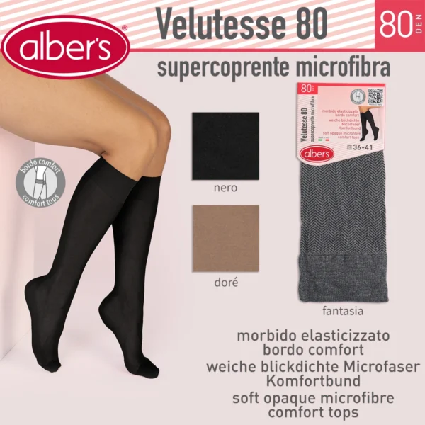 VELUTESSE 80 LADIES KNEE-HIGH OPAQUE MICROFIBRE 80 DEN