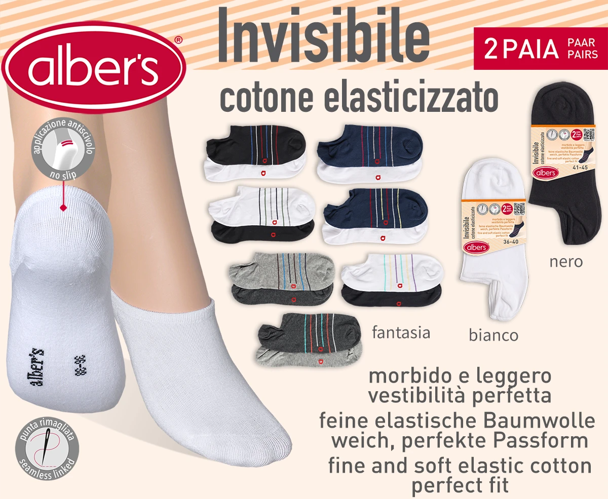 DAMEN & HERREN SNEAKER SOCKE INVISIBILE 2 PAAR