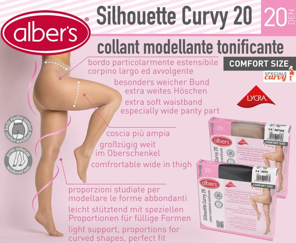 SILHOUETTE CURVY 20 LADIES PANTYHOSE 20 DEN LYCRA